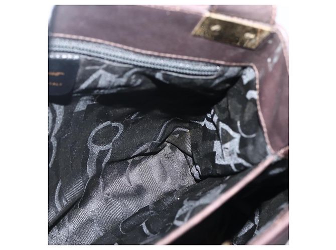 Borsa Tote Salvatore Ferragamo in tela marrone oro Auth 143220 - vista 18