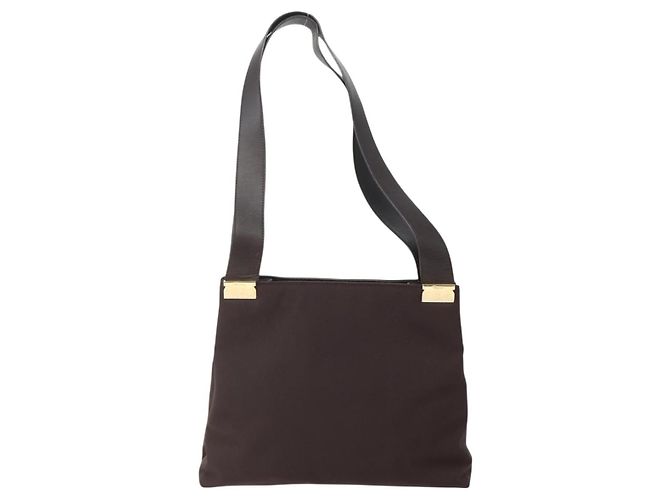 Borsa Tote Salvatore Ferragamo in tela marrone oro Auth 143220 - vista 2