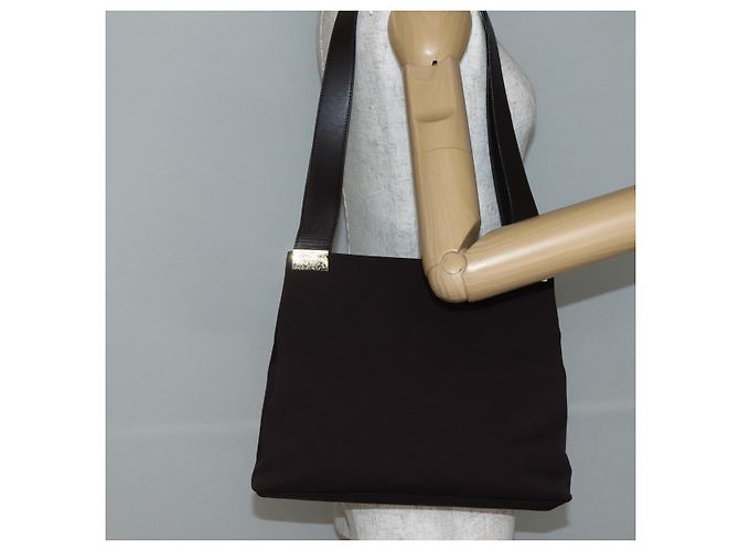 Borsa Tote Salvatore Ferragamo in tela marrone oro Auth 143220 - vista 22