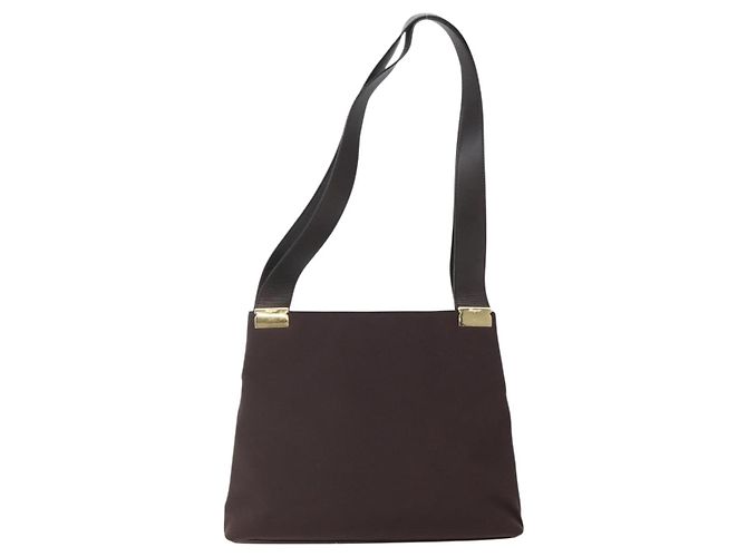 Borsa Tote Salvatore Ferragamo in tela marrone oro Auth 143220 - vista 3