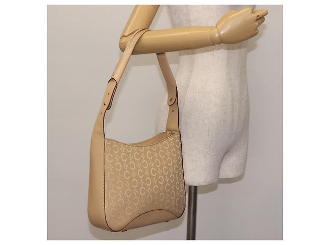 Céline Borsa a Spalla in Tela Macadam C di CELINE Beige Oro Auth BA6239 D'oro - vista 22