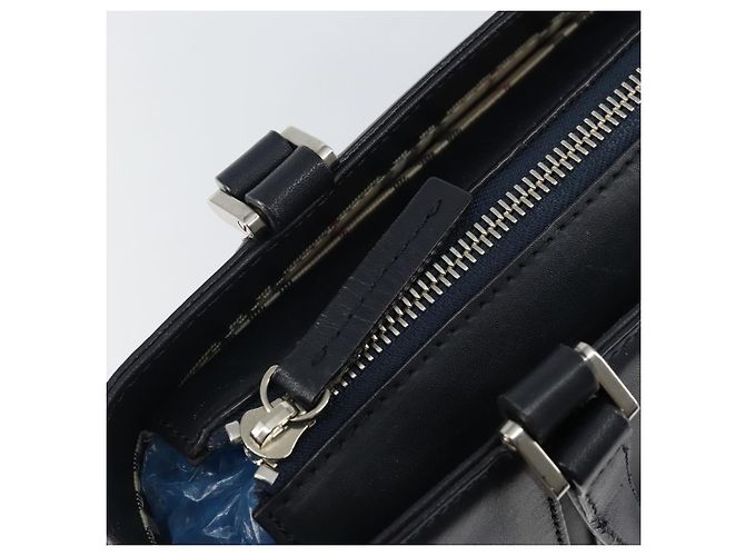 BURBERRY Hand Bag Leather Navy Silver Auth BA6227 Silvery Navy blue - view 10