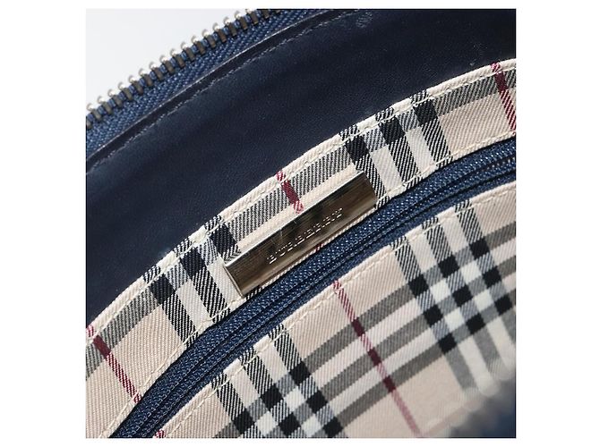 BURBERRY Hand Bag Leather Navy Silver Auth BA6227 Silvery Navy blue - view 11