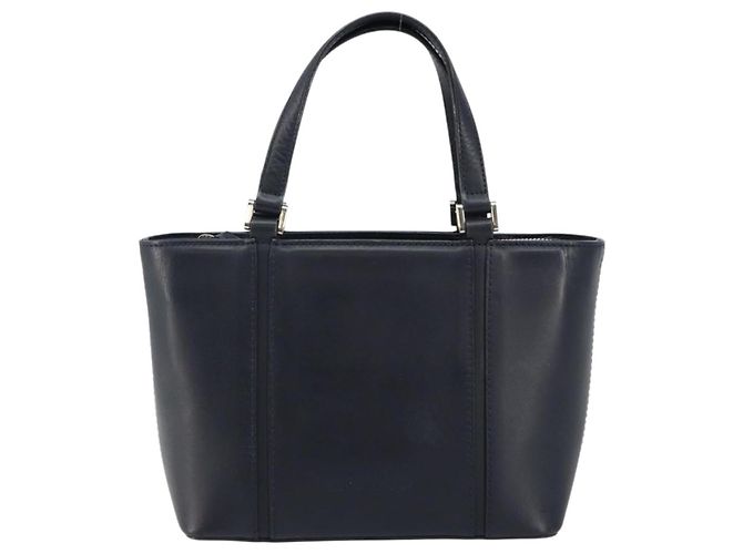 BURBERRY Hand Bag Leather Navy Silver Auth BA6227 Silvery Navy blue - view 13