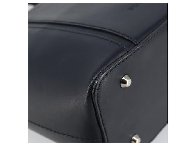 BURBERRY Hand Bag Leather Navy Silver Auth BA6227 Silvery Navy blue - view 15