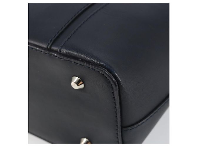 BURBERRY Hand Bag Leather Navy Silver Auth BA6227 Silvery Navy blue - view 16