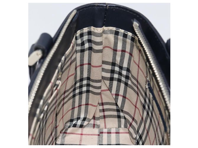 BURBERRY Hand Bag Leather Navy Silver Auth BA6227 Silvery Navy blue - view 18