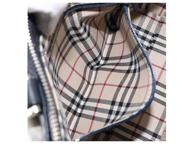 BURBERRY Hand Bag Leather Navy Silver Auth BA6227 Silvery Navy blue - view 19