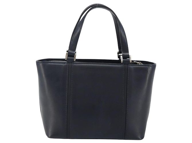 BURBERRY Hand Bag Leather Navy Silver Auth BA6227 Silvery Navy blue - view 2