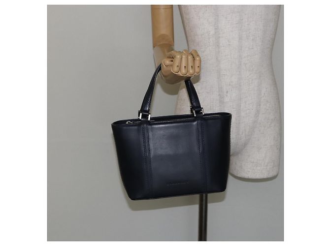 BURBERRY Hand Bag Leather Navy Silver Auth BA6227 Silvery Navy blue - view 22