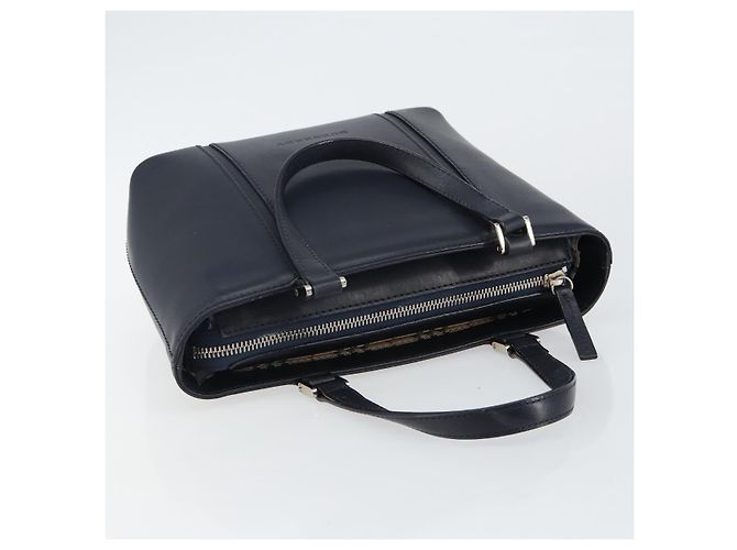 BURBERRY Hand Bag Leather Navy Silver Auth BA6227 Silvery Navy blue - view 6