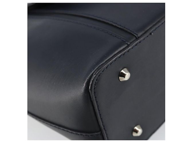BURBERRY Hand Bag Leather Navy Silver Auth BA6227 Silvery Navy blue - view 9