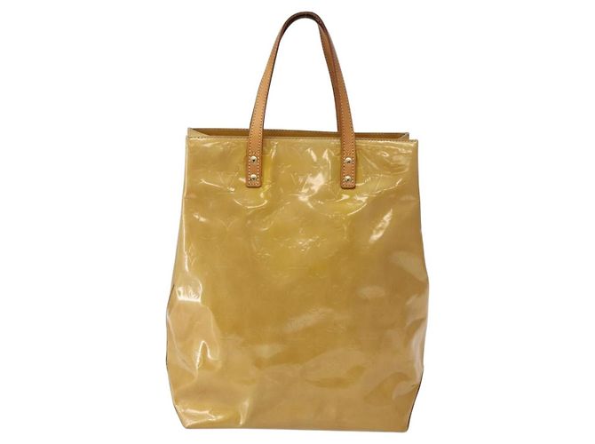 LOUIS VUITTON Borsa a Mano Monogram Vernis Reade MM Beige M91141 LV Auth 143950 - vista 13