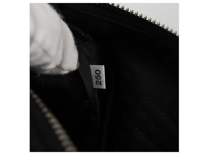 PRADA Bolso de Mano Saffiano Nylon Negro Plata Auth am9108V - vista 12