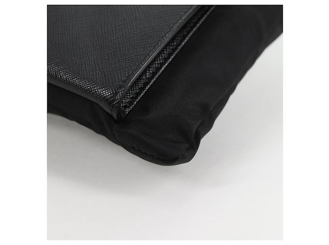 PRADA Bolso de Mano Saffiano Nylon Negro Plata Auth am9108V - vista 14