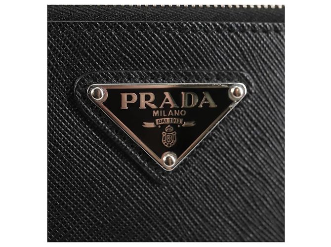 PRADA Bolso de Mano Saffiano Nylon Negro Plata Auth am9108V - vista 17