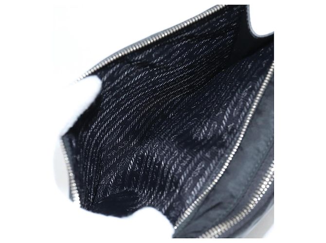 PRADA Bolso de Mano Saffiano Nylon Negro Plata Auth am9108V - vista 18