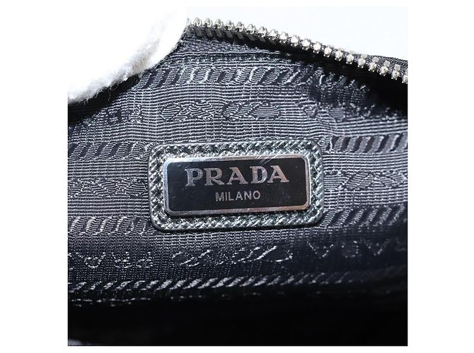 PRADA Bolso de Mano Saffiano Nylon Negro Plata Auth am9108V - vista 19