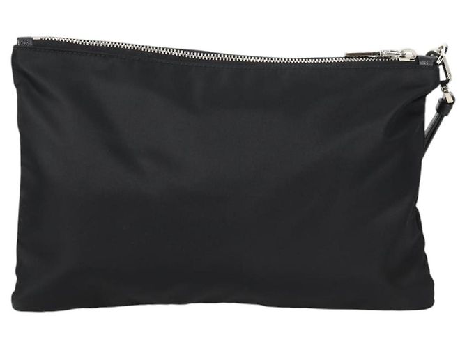 PRADA Bolso de Mano Saffiano Nylon Negro Plata Auth am9108V - vista 2