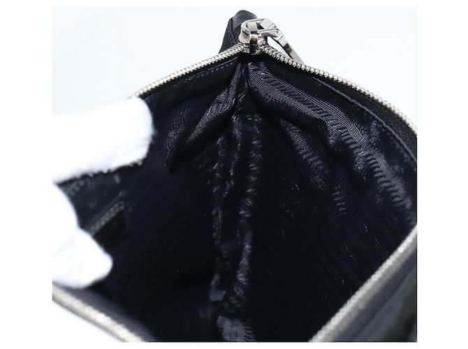 PRADA Bolso de Mano Saffiano Nylon Negro Plata Auth am9108V - vista 20