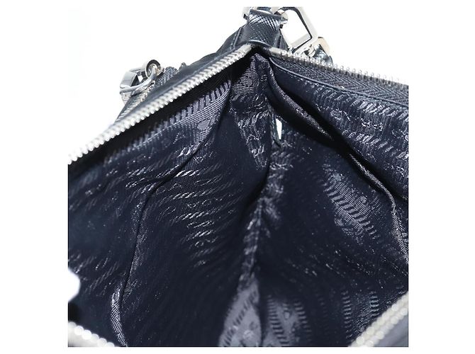 PRADA Bolso de Mano Saffiano Nylon Negro Plata Auth am9108V - vista 21