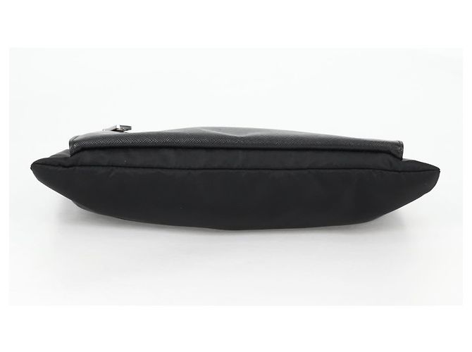 PRADA Bolso de Mano Saffiano Nylon Negro Plata Auth am9108V - vista 6