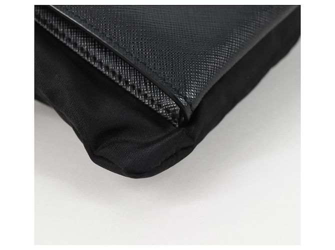PRADA Bolso de Mano Saffiano Nylon Negro Plata Auth am9108V - vista 7