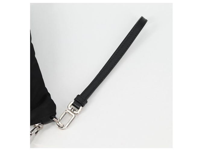 PRADA Bolso de Mano Saffiano Nylon Negro Plata Auth am9108V - vista 8