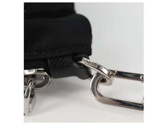 PRADA Bolso de Mano Saffiano Nylon Negro Plata Auth am9108V - vista 9