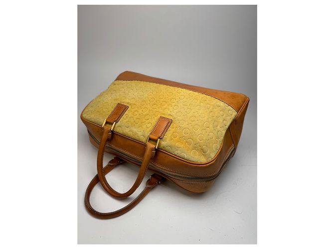 Triomphe Céline Borsa da viaggio weekender in monogramma Macadam di Celine Paris vintage marrone giallo Bianco - vista 11