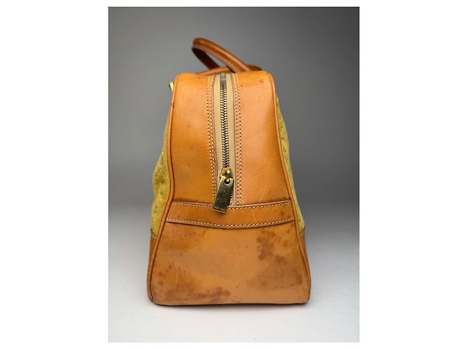 Triomphe Céline Borsa da viaggio weekender in monogramma Macadam di Celine Paris vintage marrone giallo Bianco - vista 4