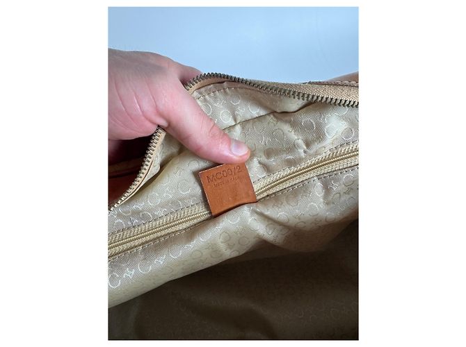 Triomphe Céline Borsa da viaggio weekender in monogramma Macadam di Celine Paris vintage marrone giallo Bianco - vista 7