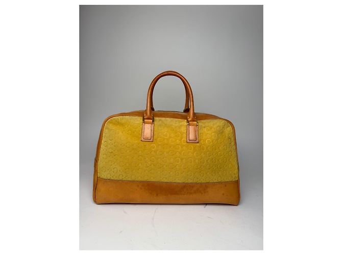 Triomphe Céline Borsa da viaggio weekender in monogramma Macadam di Celine Paris vintage marrone giallo Bianco - vista 8