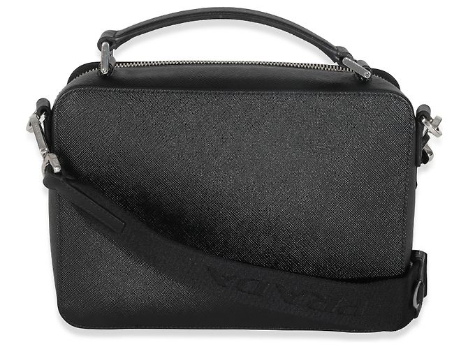 Borsa a tracolla media Brique in Saffiano nero di Prada - vista 2