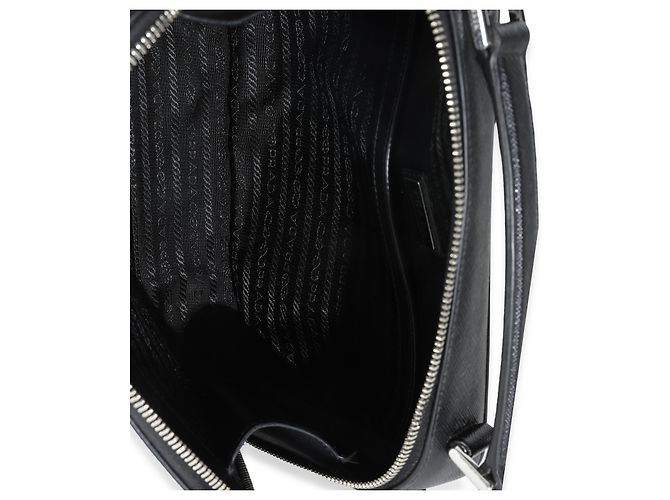 Borsa a tracolla media Brique in Saffiano nero di Prada - vista 4