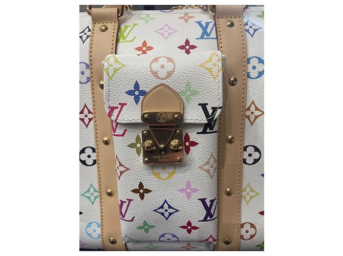 Keepall Louis Vuitton Murakami Kollektion Reisehandtasche weiß Leder - Ansicht 2