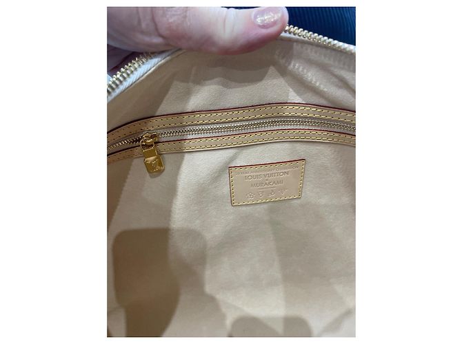 Keepall Louis Vuitton Murakami Kollektion Reisehandtasche weiß Leder - Ansicht 8