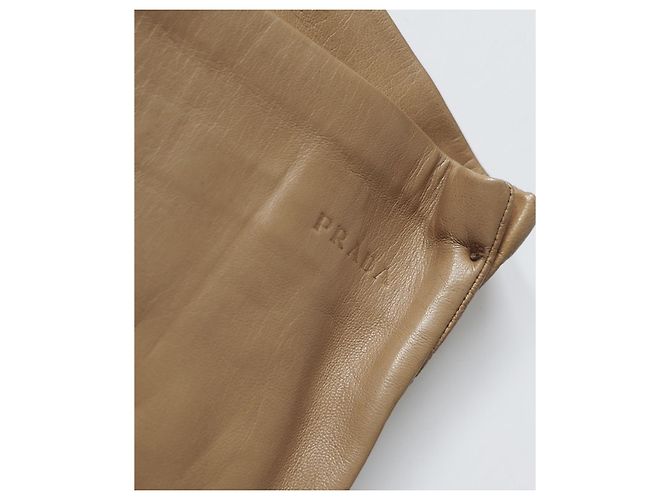 Prada Fall 2015 Camel Leather Opera Gloves - view 3