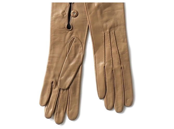 Prada Fall 2015 Camel Leather Opera Gloves - view 4