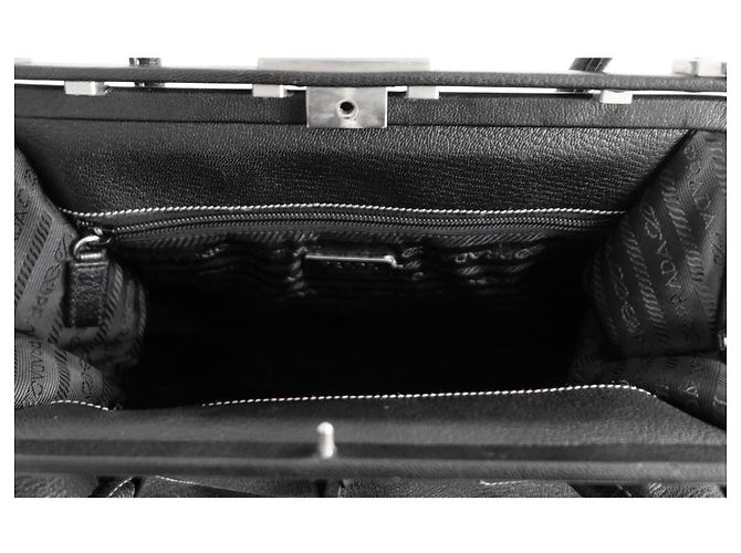 Borsa da medico in pelle nera con zip Prada Autunno 2000 Nero - vista 10