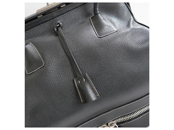 Borsa da medico in pelle nera con zip Prada Autunno 2000 Nero - vista 3