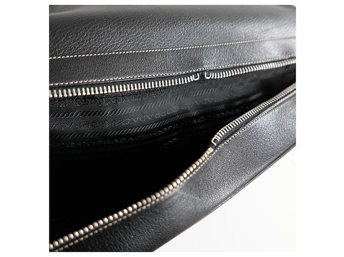 Borsa da medico in pelle nera con zip Prada Autunno 2000 Nero - vista 9