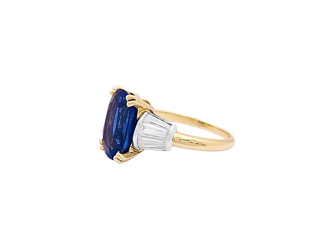Autre Marque Saphirring 5,86 ct, Gelbgold, Platin, Diamanten. - Ansicht 2
