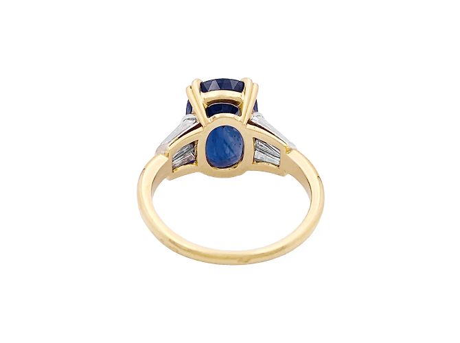 Autre Marque Saphirring 5,86 ct, Gelbgold, Platin, Diamanten. - Ansicht 3