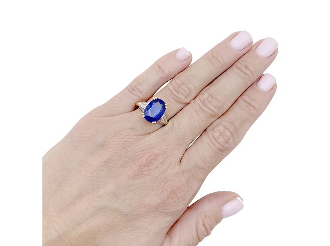 Autre Marque Saphirring 5,86 ct, Gelbgold, Platin, Diamanten. - Ansicht 6