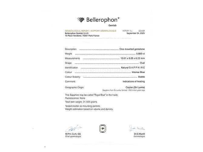 Autre Marque Saphirring 5,86 ct, Gelbgold, Platin, Diamanten. - Ansicht 8