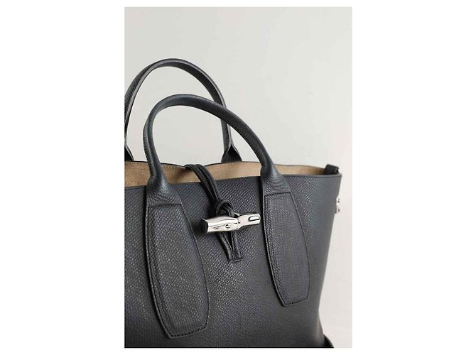 Longchamp Borsa a spalla Roseau in pelle nera - vista 2