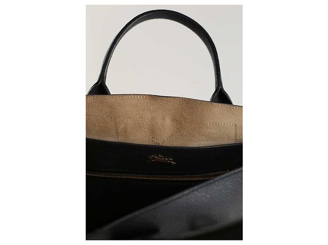 Longchamp Borsa a spalla Roseau in pelle nera - vista 5