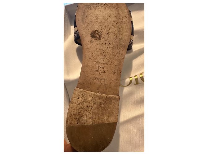 Mule Dior Dway Toile de Jouy blu — Numero 39 Bianco - vista 10