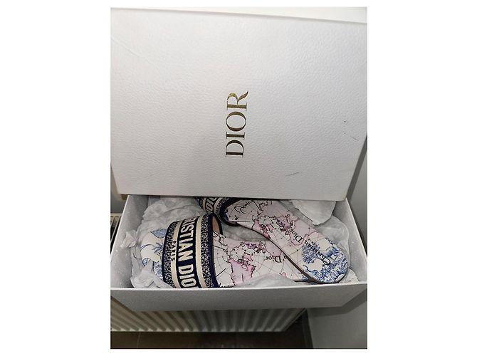 Mule Dior Dway Toile de Jouy blu — Numero 39 Bianco - vista 2
